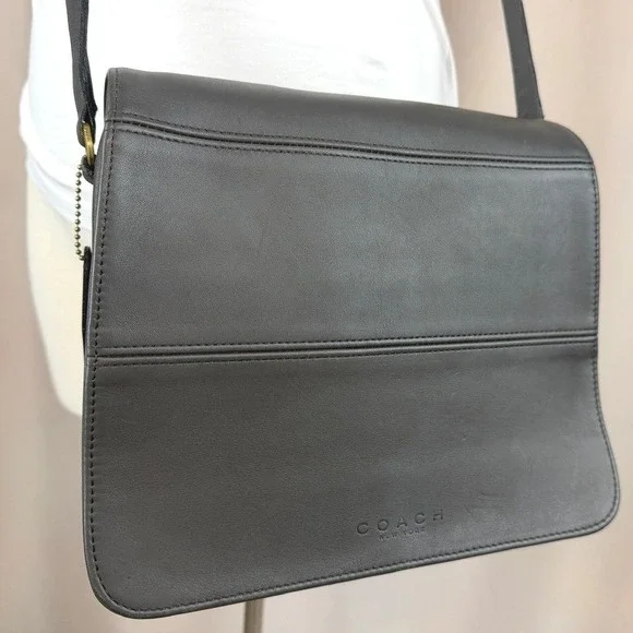 Y2K COACH Tribeca Flap Gray Leather Crossbody Shoulder Purse 9092 USA 90s Bag - Picture 3 of 10